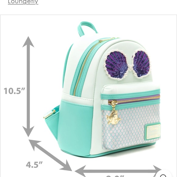 New Loungefly Disney The Little Mermaid Sequin and Pearls Mini Backpack - Picture 2 of 5